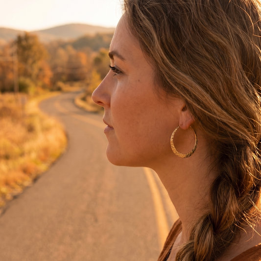 Hammered Sterling Silver Hoop Earrings