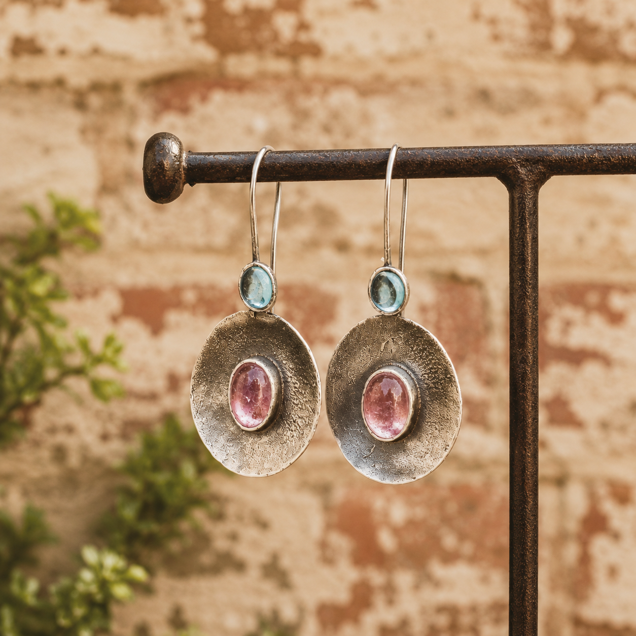 Handcrafted Sterling Silver Natural Crystal Earrings