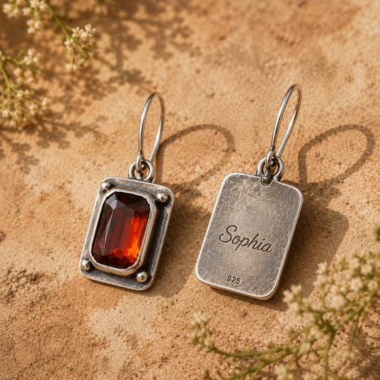 Personalized Sterling Silver Zircon Earrings