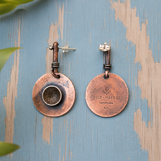 Handcrafted Vintage Copper & Sterling Silver Circle Earrings