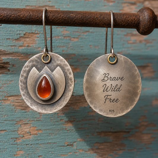Handmade Hammered Sterling Silver Garnet Earrings