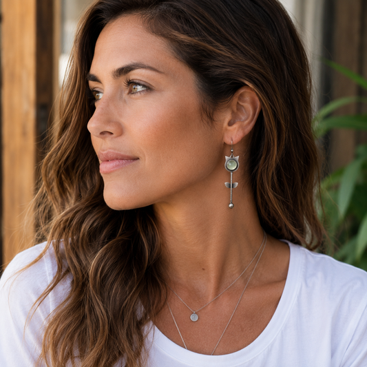 Handmade Oxidized Sterling Silver Agate Earrings