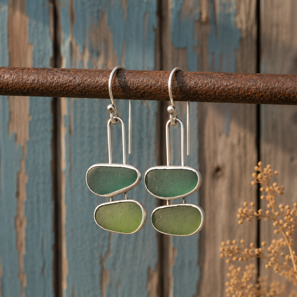 Handmade Sterling Silver Sea Glass Earrings