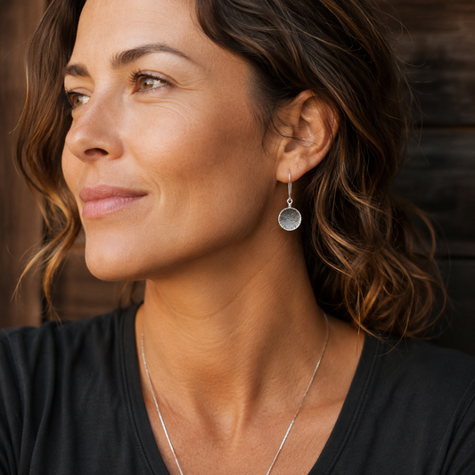 Handcrafted Sterling Silver Engraved Disc Earrings