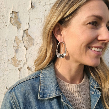 Handcrafted Sterling Silver Floral Hoop Earrings