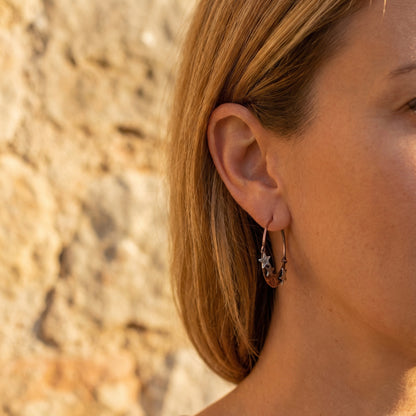 Retro Western Bohemian Style, Starry Sky Theme — Women's Hammered Earrings