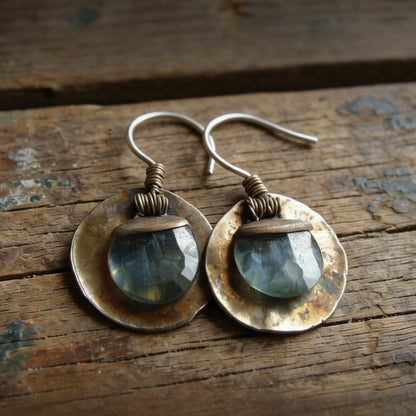 Handcrafted Copper & Labradorite Drop Earrings