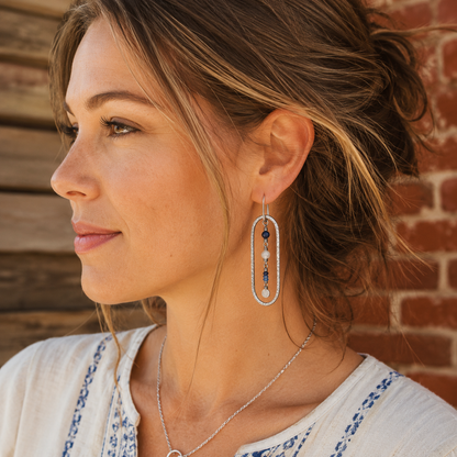 Hammered Sterling Silver Apatite & Labradorite Earrings