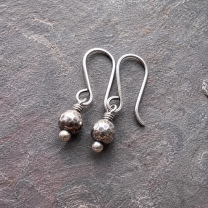 Hand Hammered Sterling Silver Drop Earrings