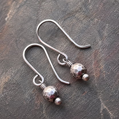 Hand Hammered Sterling Silver Drop Earrings
