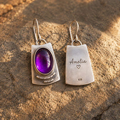 Handmade Sterling Silver Amethyst Earrings