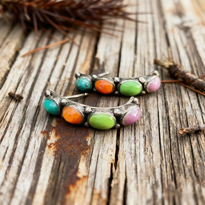 Handmade Sterling Silver Turquoise & Agate Earrings
