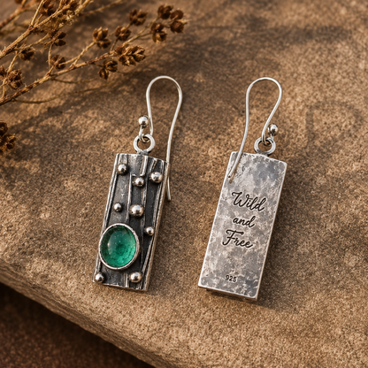 Handcrafted Sterling Silver Green Agate Earrings