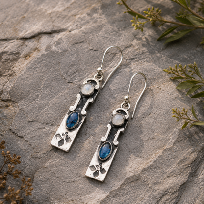 Handcrafted Sterling Silver Apatite & Moonstone Earrings