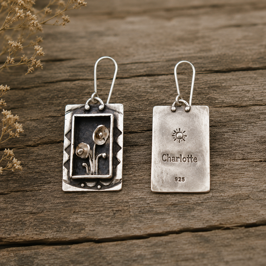 Handcrafted Sterling Silver Engravable Earrings