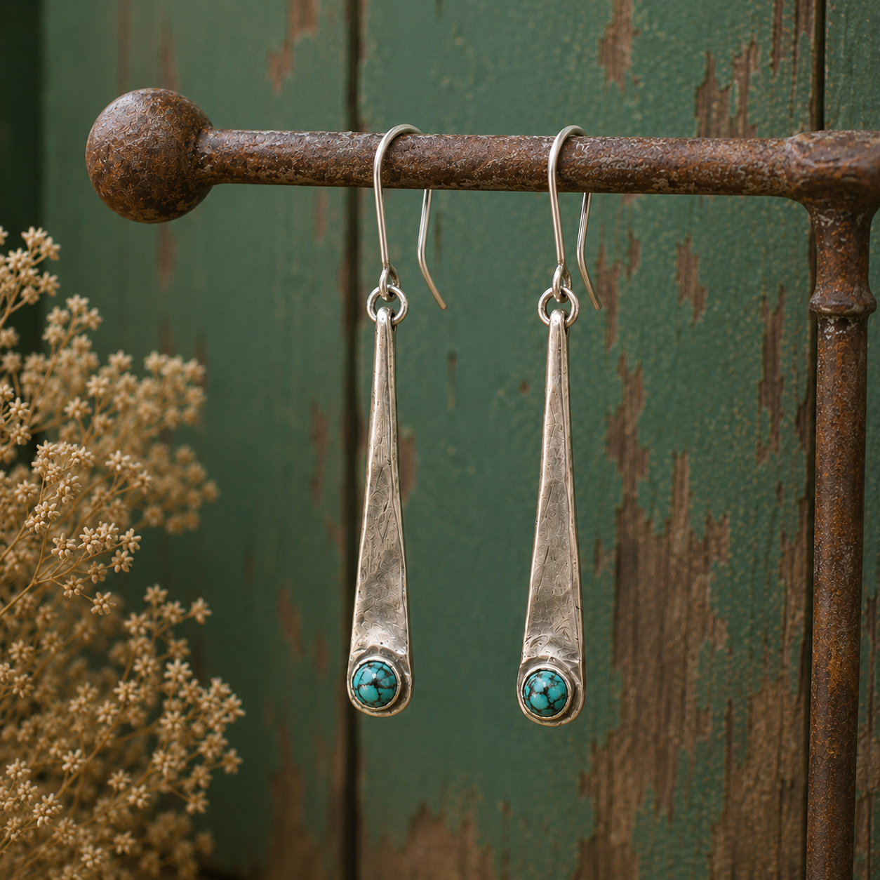 Handcrafted Sterling Silver Garnet Drop Earrings