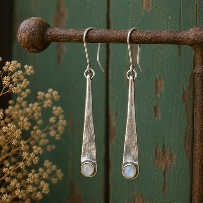 Handcrafted Sterling Silver Garnet Drop Earrings