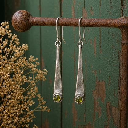 Handcrafted Sterling Silver Garnet Drop Earrings