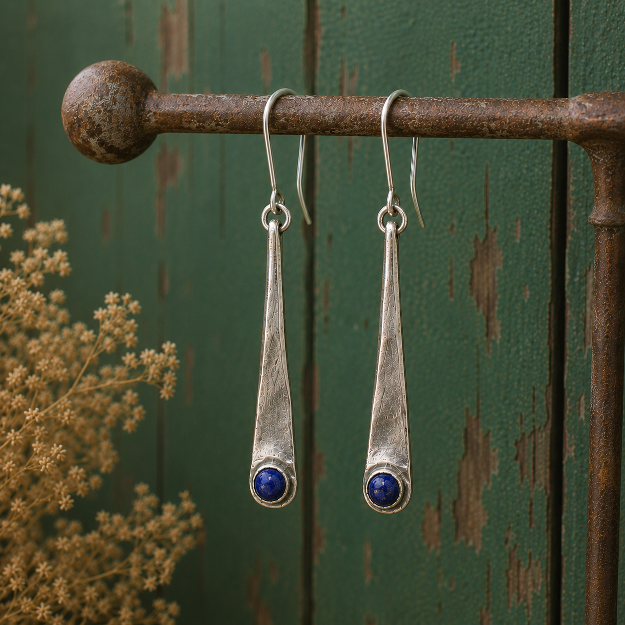 Handcrafted Sterling Silver Garnet Drop Earrings