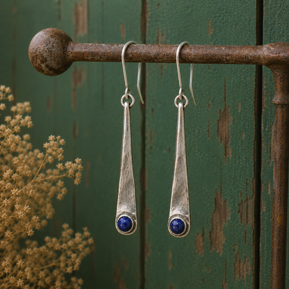 Handcrafted Sterling Silver Garnet Drop Earrings