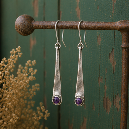 Handcrafted Sterling Silver Garnet Drop Earrings