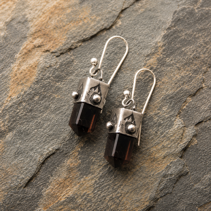 Handcrafted Sterling Silver Red Obsidian Drop Earrings
