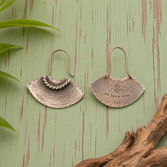 Handcrafted Hammered Sterling Silver Vintage Hoop Earrings