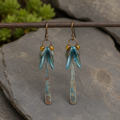 Handcrafted Copper Firefly Earrings with Czech Glass Beads