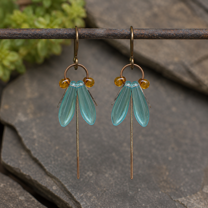 Handcrafted Copper Firefly Earrings with Czech Glass Beads