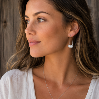 Handcrafted Hammered Sterling Silver Geometric Earrings