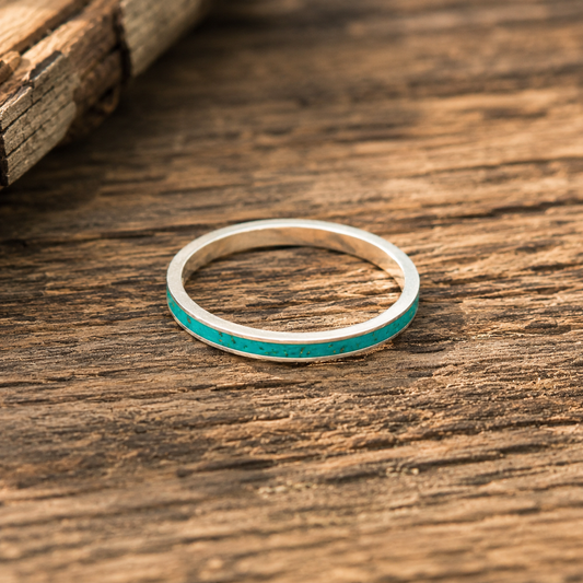 Handcrafted Crushed Turquoise Sterling Silver Ring