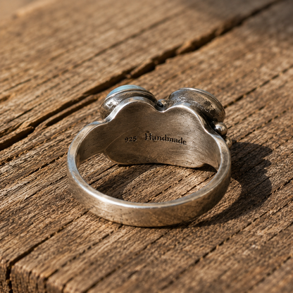 Natural Moonstone 925 Silver Artisan Ring | Personalized Engraved Gift for Women