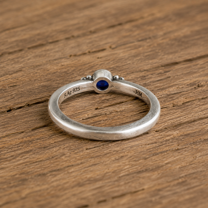 Handmade Sterling Silver Natural Blue Zircon Ring
