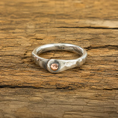 Hand Hammered Sterling Silver & Copper Artisan Ring