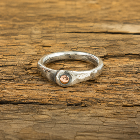 Hand Hammered Sterling Silver & Copper Artisan Ring