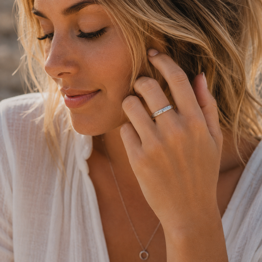 Handcrafted Hammered Sterling Silver Ring for Women