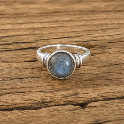 Handcrafted Hammered Moonstone Sterling Silver Ring