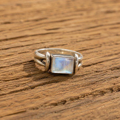 Natural Moonstone Personalized Silver Ring for Women