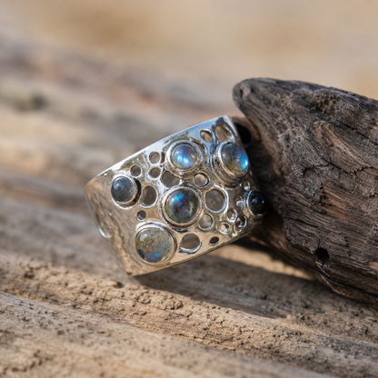 Natural Moonstone Artisan Statement Ring for Women