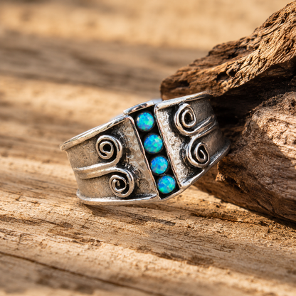 Natural Opal Artisan Statement Ring for Women