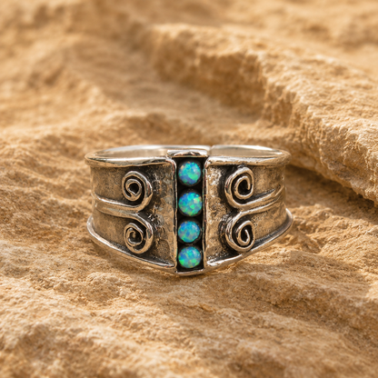 Natural Opal Artisan Statement Ring for Women