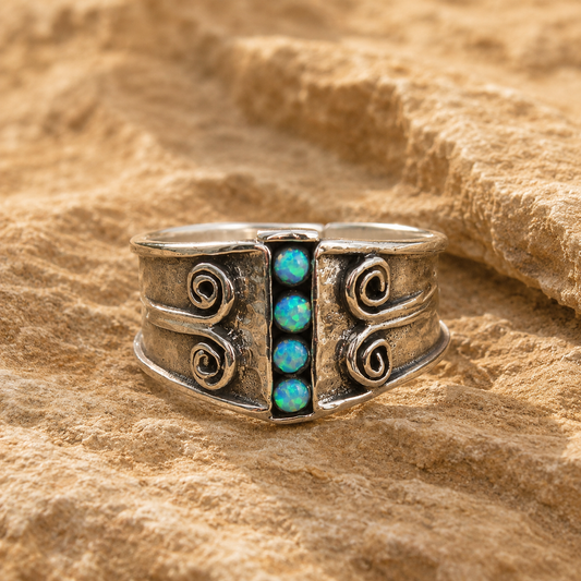 Natural Opal Artisan Statement Ring for Women