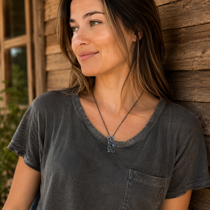 Handmade Hammered Moonstone Pendant Necklace