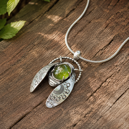 Handmade Sterling Silver Insect Pendant Necklace