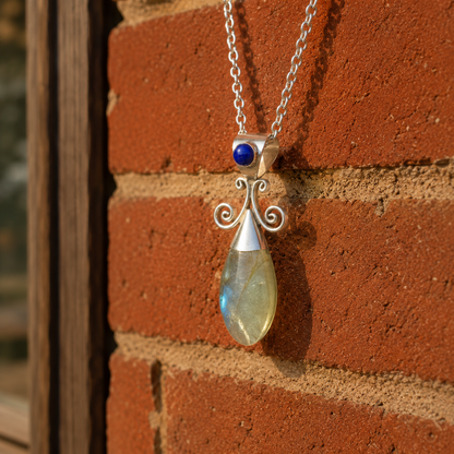 Natural Labradorite & Lapis Lazuli Necklace | Artisan Sterling Silver Jewelry for Women