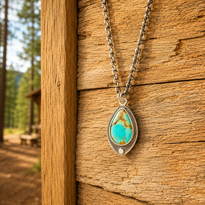 Handmade Sterling Silver Royston Turquoise Pendant Necklace