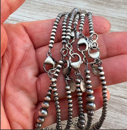Handcrafted Sterling Silver & Natural Turquoise Beaded Necklace