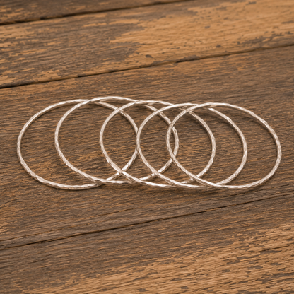 Handcrafted Hammered Sterling Silver Stacking Bangle Set