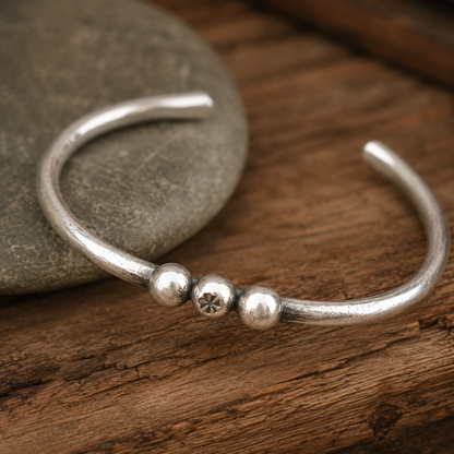 Handcrafted Hammered Sterling Silver Cuff Bracelet