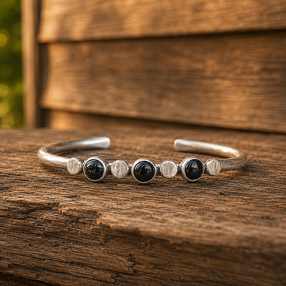 Handmade Black Onyx Sterling Silver Cuff Bracelet